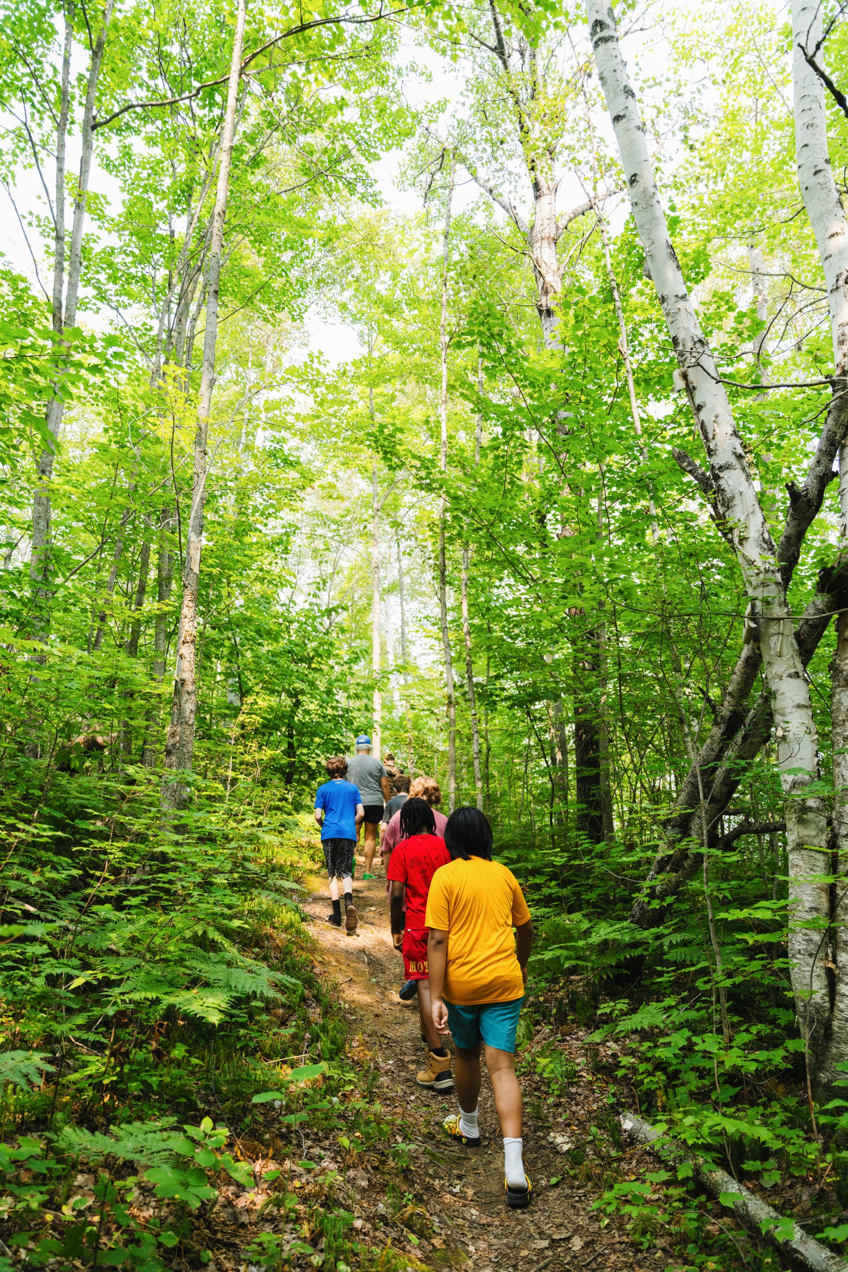 Students walking on the Shore Trail.