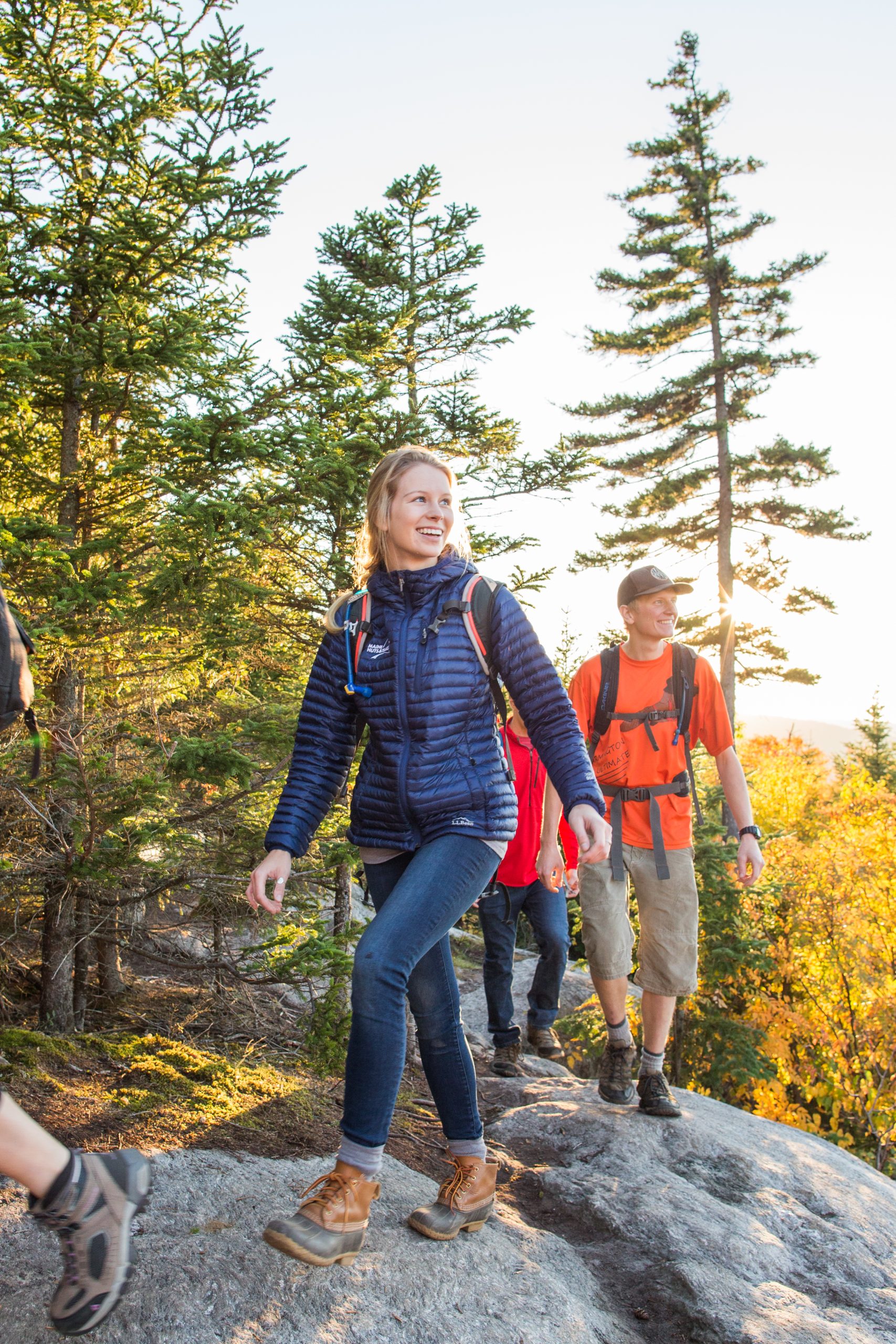 Hiking the Maine Hut Trail in fall.