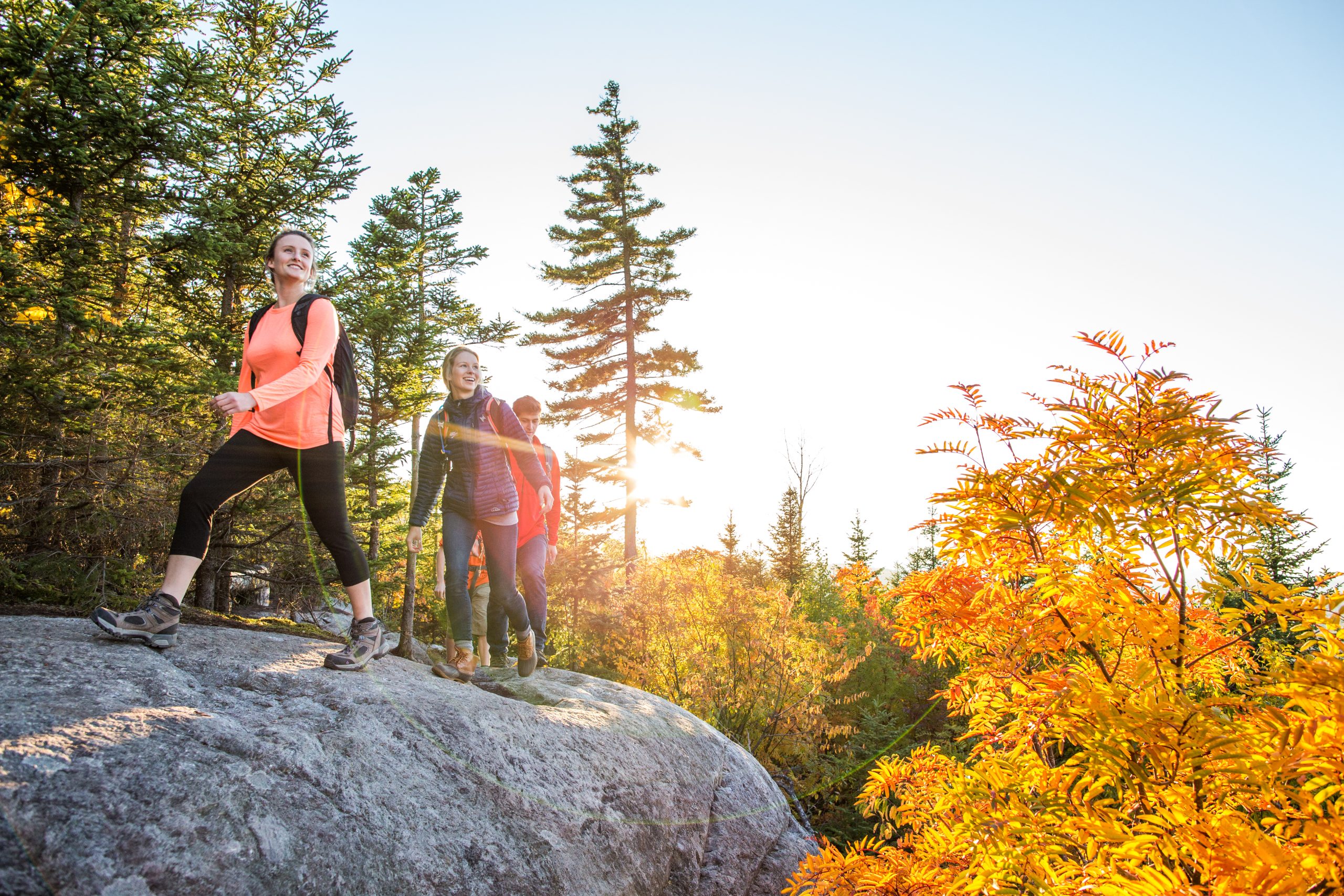 Hiking the vista near Stratton Brook Hut in fall.