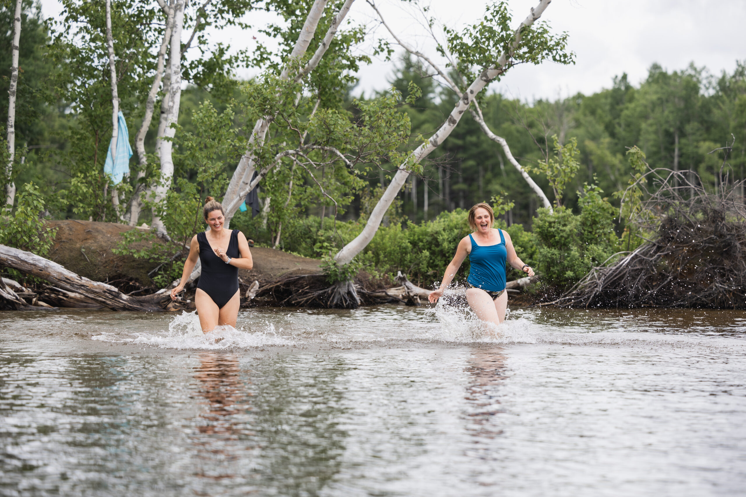 Swimming on the shore of Flagstaff Lake.