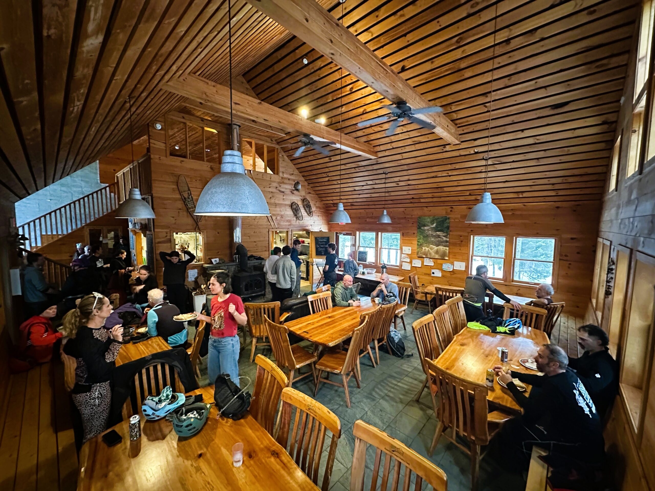 Winter lunchtime at Poplar Stream Hut.