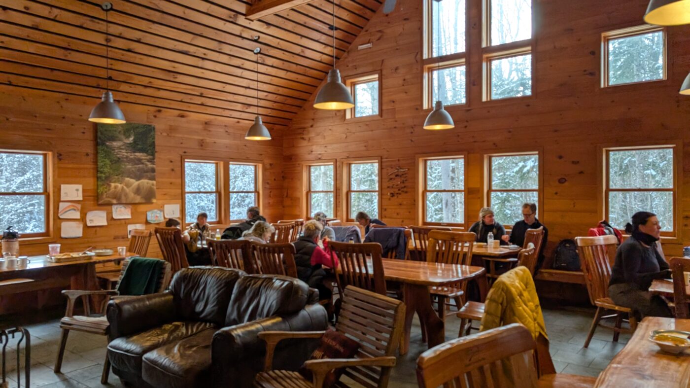 Great Room at Poplar Stream Hut at lunch.