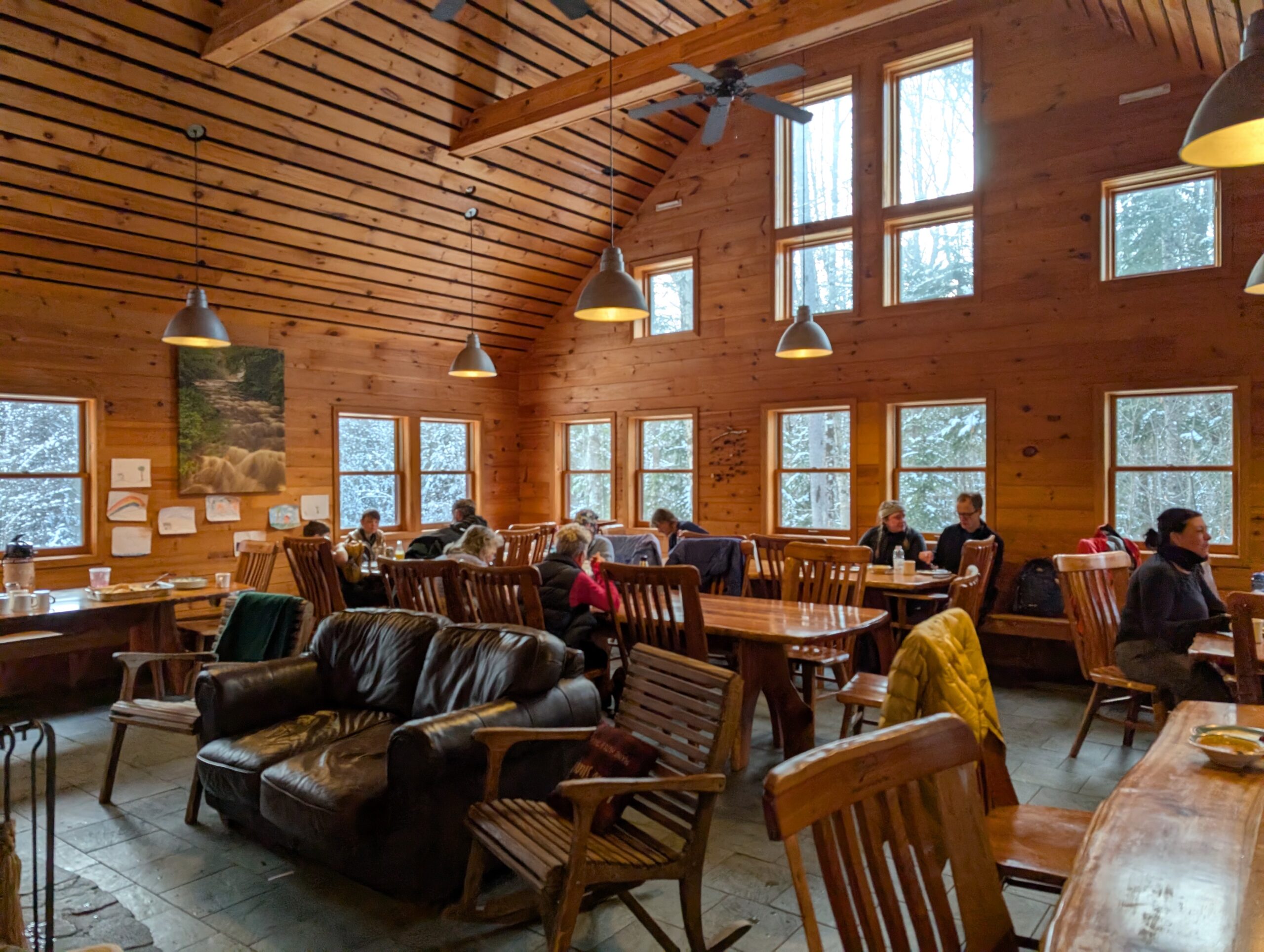 Great Room at Poplar Stream Hut at lunch.
