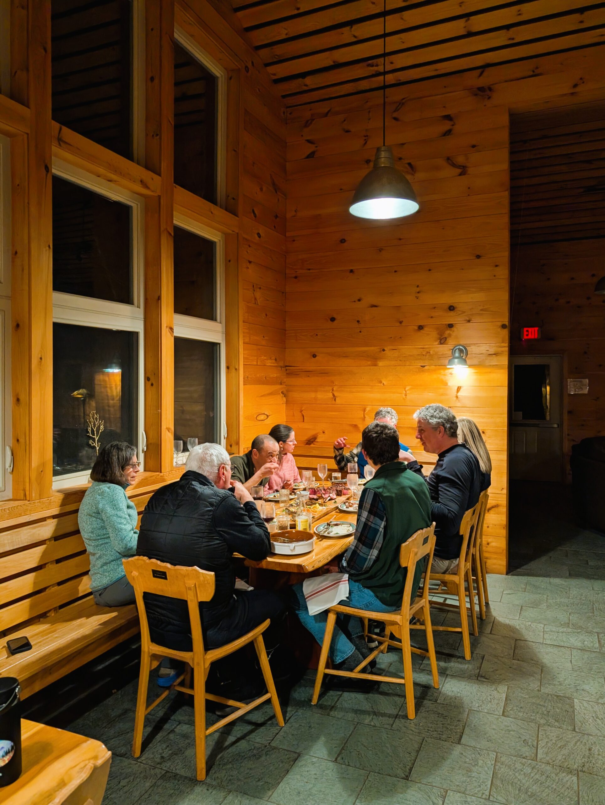 Guests of the 2025 Alpine Dinner at Stratton Brook Hut.