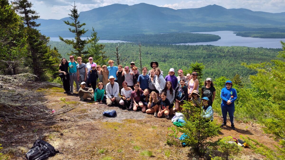 River Valley Charter School Youth group at Flagstaff Lake Hut on Picked Chicken Hill.