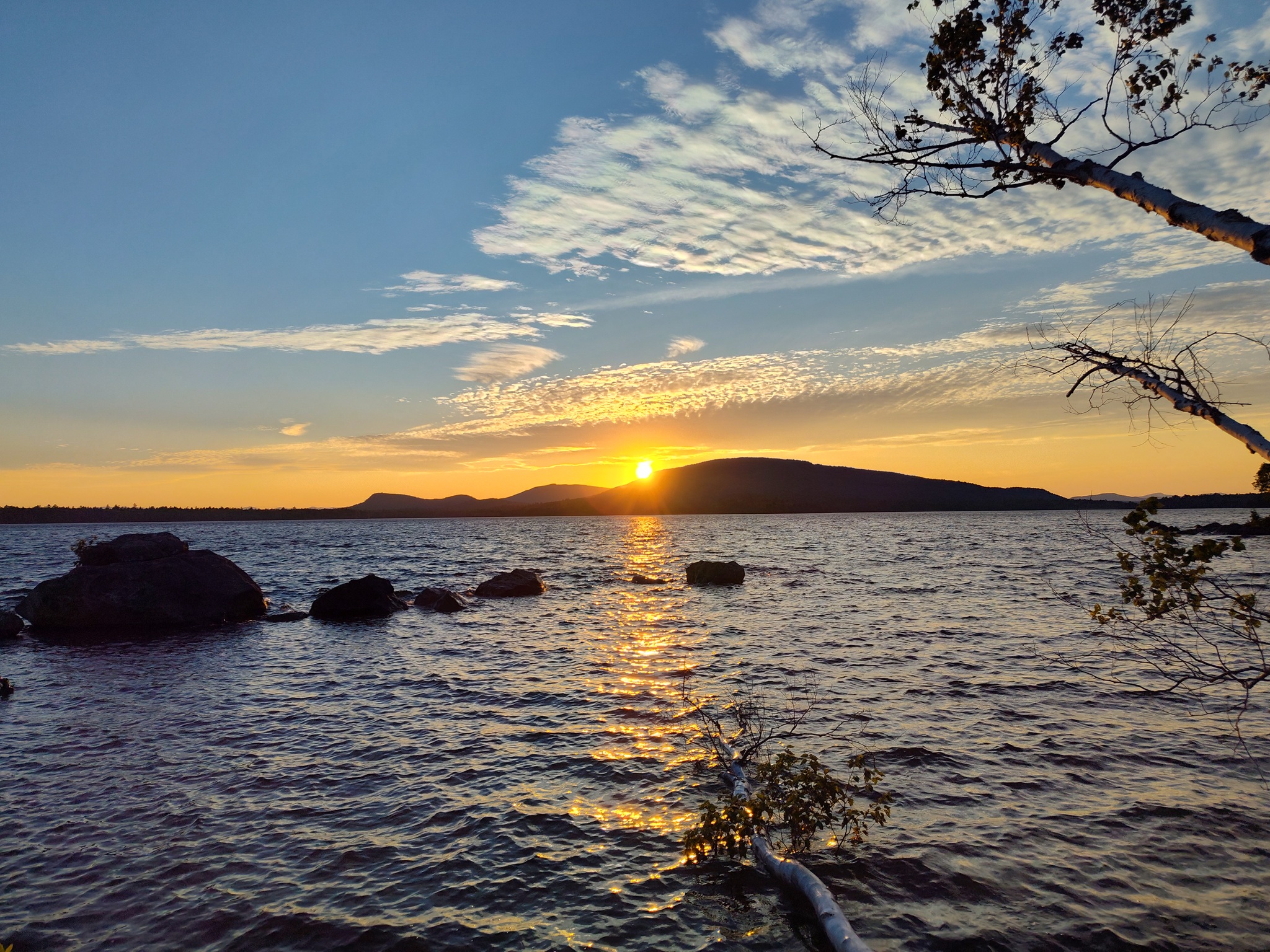 Sunset over the Bigelows on Flagstaff Lake