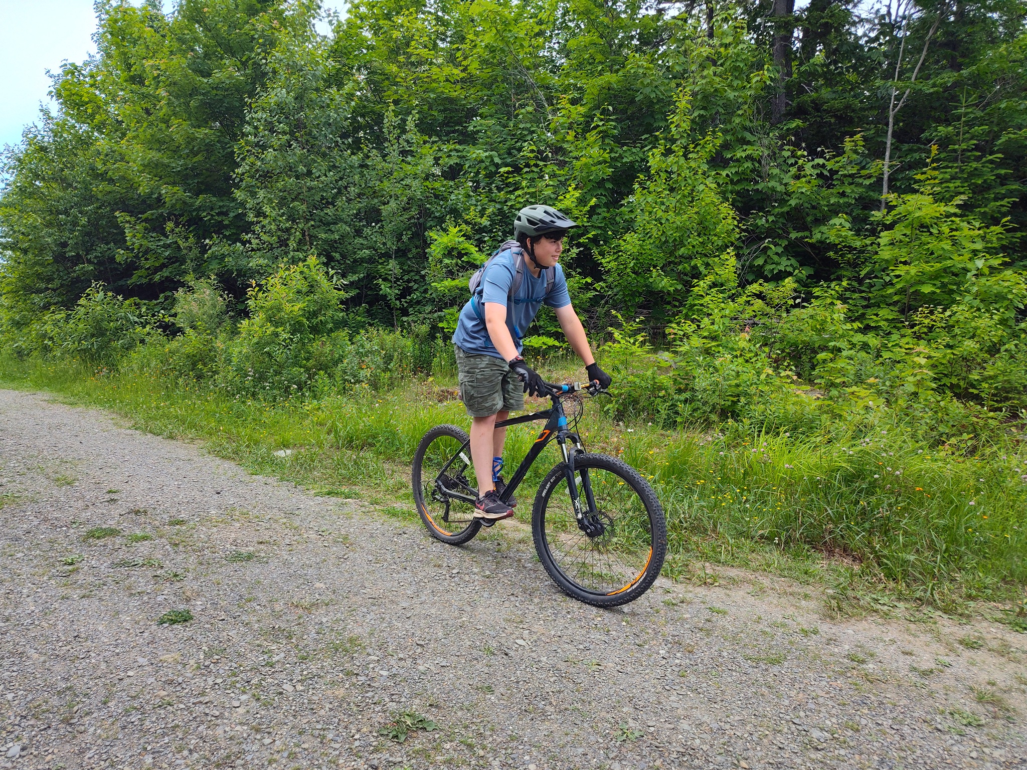 Mountain biker heading to Stratton Brook Hut
