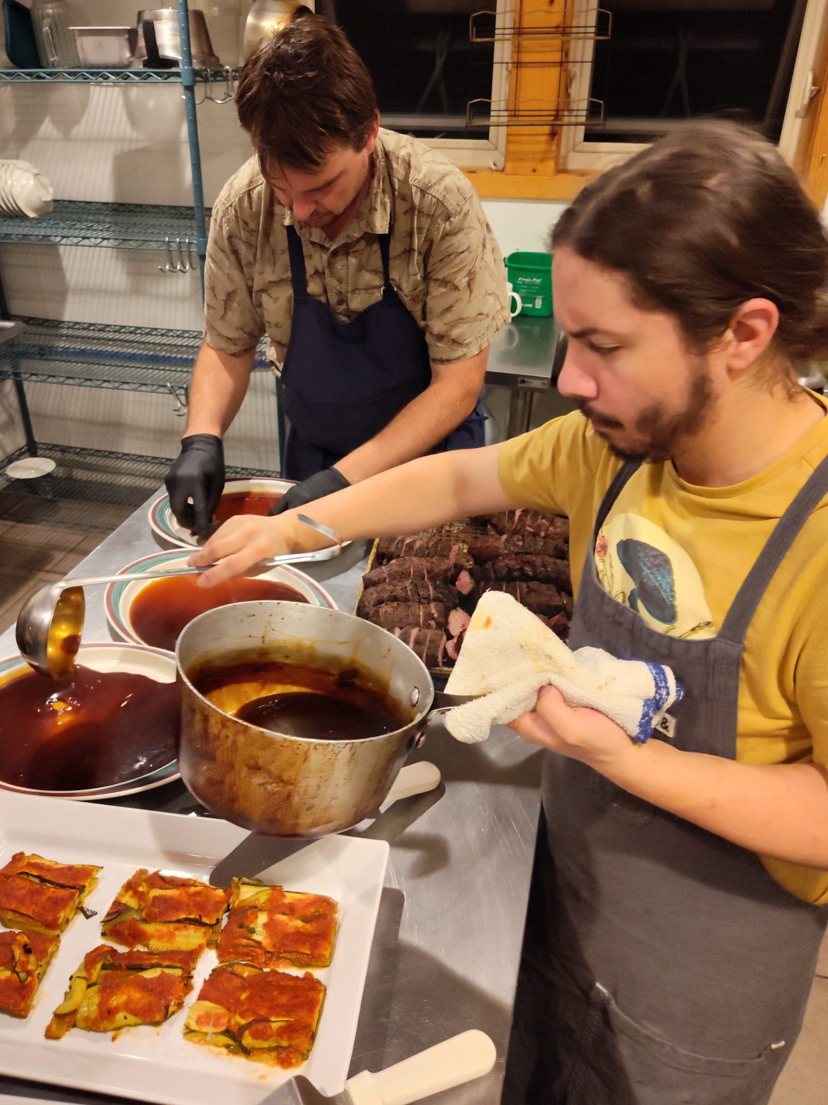 Chef Pete and Iulian prepare a course at Forest & Forage